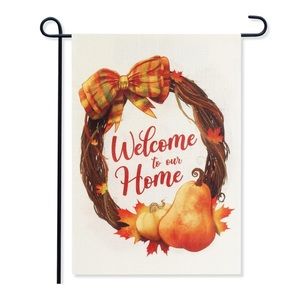 “Welcome To Our Home” Fall Autumn Themed Garden Flag 18x13in